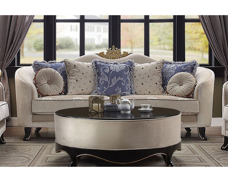 ACME - Sheridan Sofa with 7 Pillows in Cream