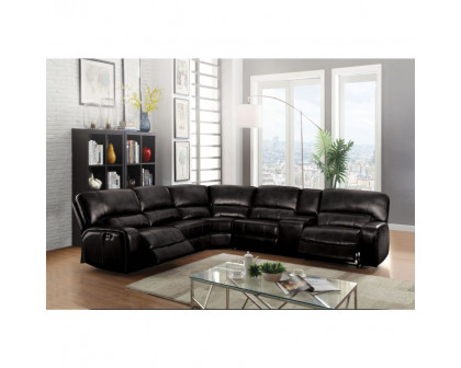 ACME Saul Power Motion Sectional Sofa - Black-Aire, 127"L