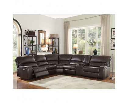 ACME Saul Power Motion Sectional Sofa - Espresso-Aire, 127"L