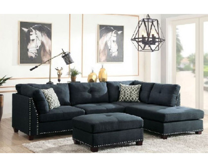 ACME - Laurissa Sectional Sofa and Ottoman with 2 Pillows