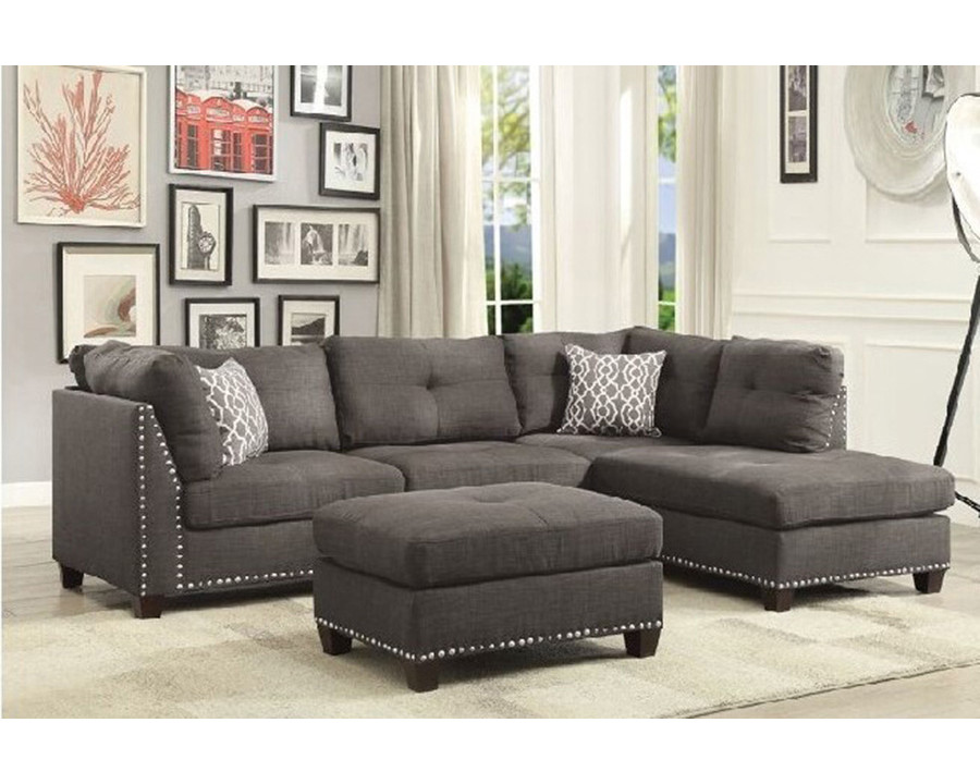 ACME - Laurissa Sectional Sofa and Ottoman with 2 Pillows