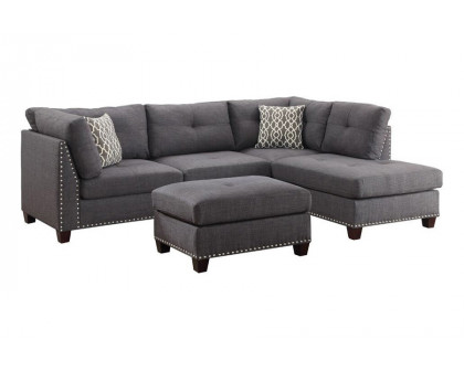 ACME - Laurissa Sectional Sofa and Ottoman with 2 Pillows