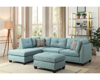 ACME - Laurissa Sectional Sofa and Ottoman with 2 Pillows