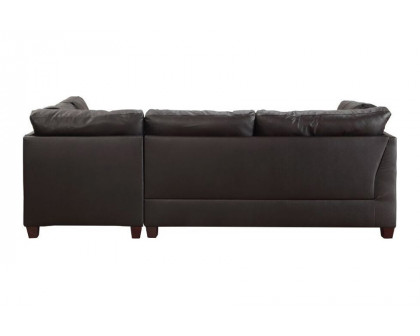 ACME Laurissa Sectional Sofa and Ottoman with 2 Pillows - Ebony Pu