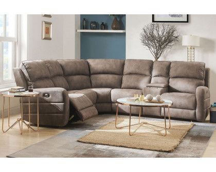 ACME - Olwen Power Motion Sectional Sofa in Mocha Nubuck