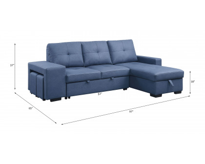 ACME - Strophios Sectional Sofa in Blue