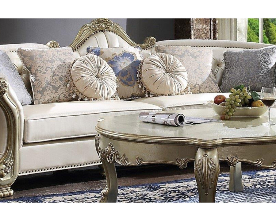 ACME - Dresden II Sofa with 7 Pillows in Pearl/Gold Patina