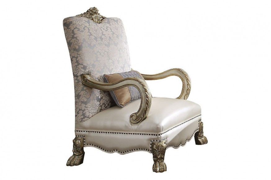 ACME™ Dresden II Chair with Pillow - Pearl/Gold Patina