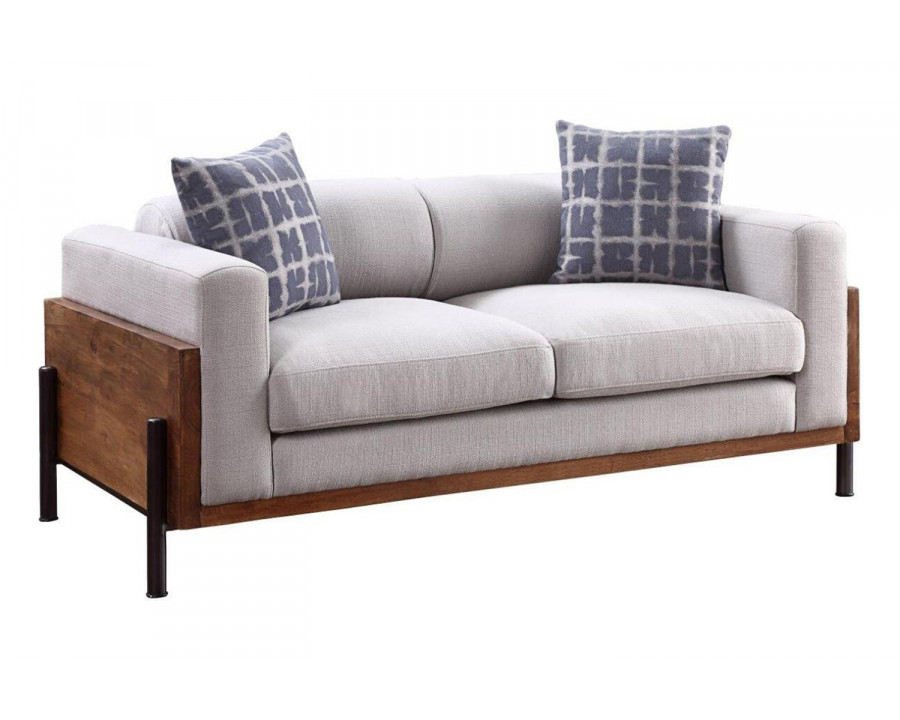 ACME - Pelton Loveseat with 2 Pillows in Walnut