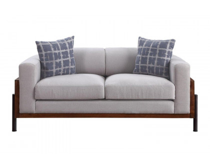 ACME - Pelton Loveseat with 2 Pillows in Walnut