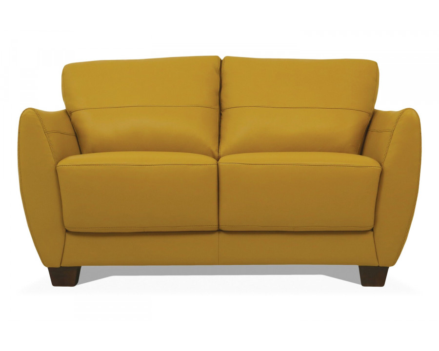 ACME Valeria Leather Loveseat - Mustard