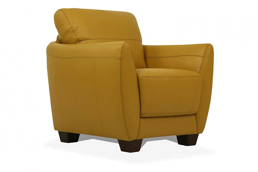 ACME™ Valeria Leather Accent Chair - Mustard