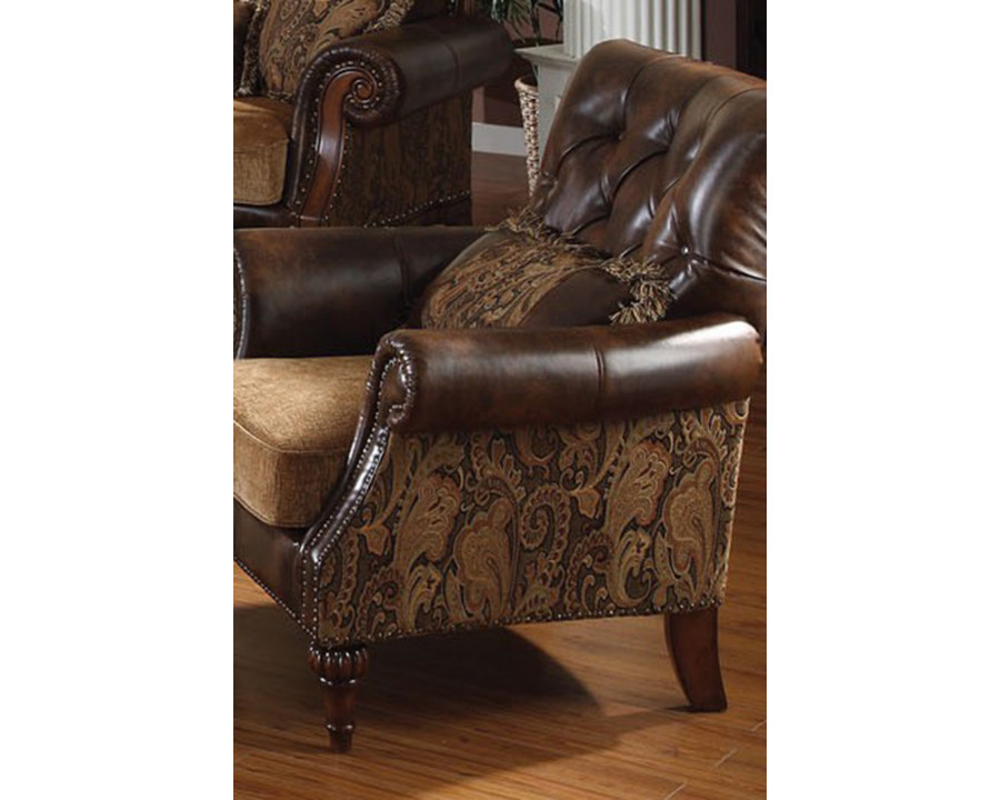 ACME - Dreena Chair in Brown/Chenille Cherry