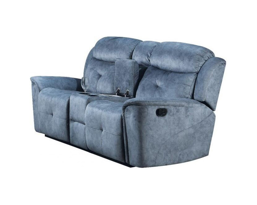 ACME Mariana Fabric Motion Loveseat with Console - Silver Blue