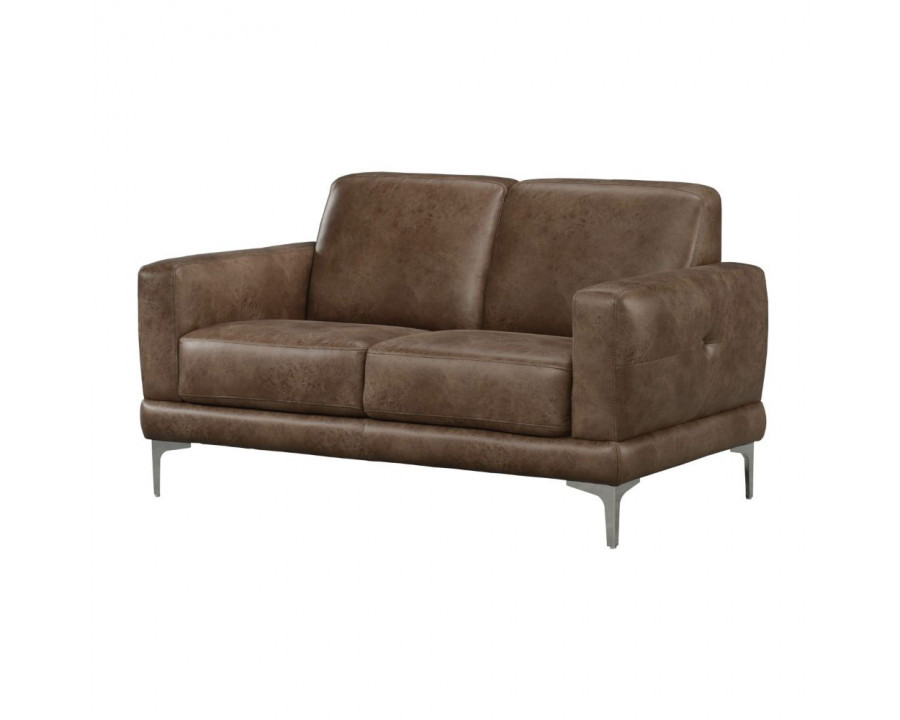 ACME - Reagan Loveseat in Mocha Polished Microfiber