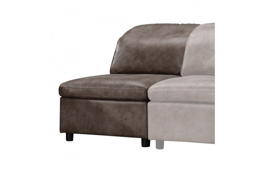 ACME™ Audrey Armless Chair - Brown Stone Polished Microfiber