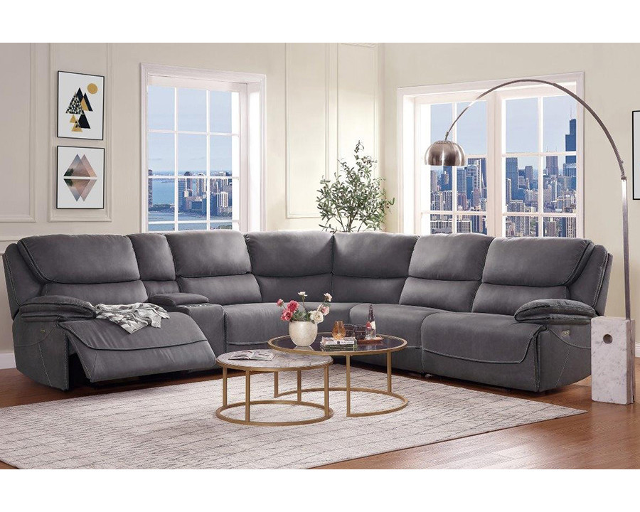 ACME - Neelix Power Motion Sectional Sofa in Seal Gray