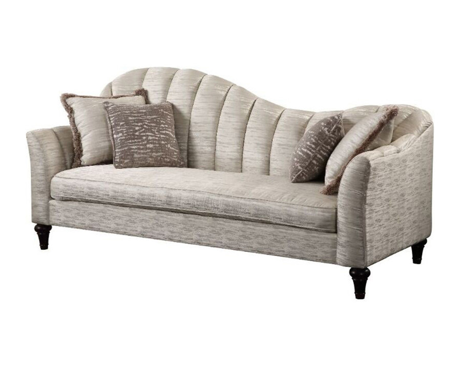 ACME - Athalia Sofa with 4 Pillows in Shimmering Pearl