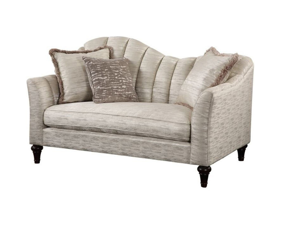 ACME - Athalia Loveseat with 3 Pillows in Shimmering Pearl