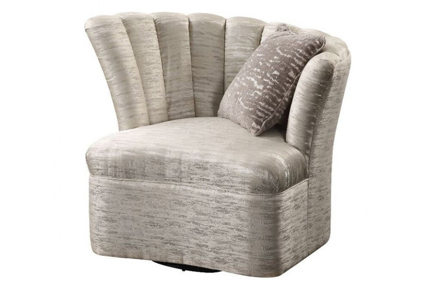 ACME™ Athalia Swivel Chair with Pillow - Shimmering Pearl