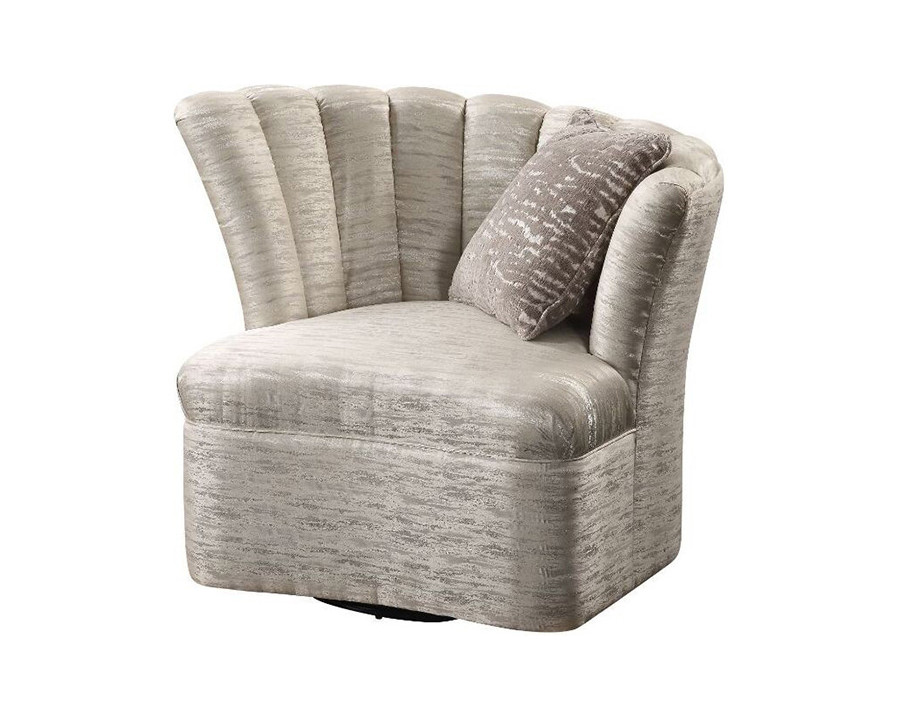 ACME - Athalia Swivel Chair with Pillow in Shimmering Pearl