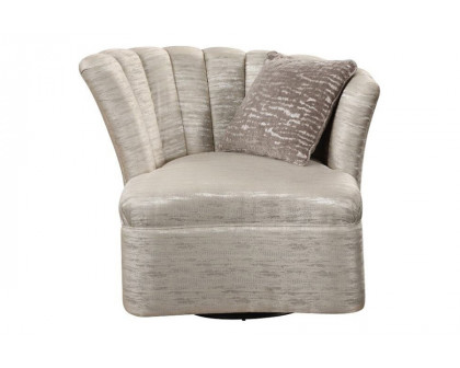 ACME - Athalia Swivel Chair with Pillow in Shimmering Pearl