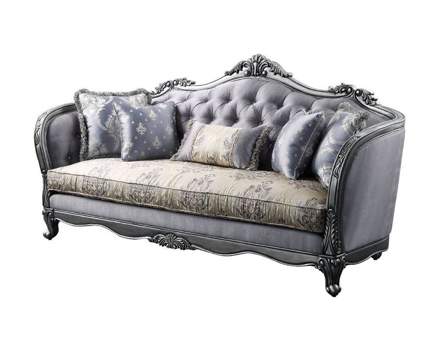 ACME - Ariadne Sofa with 5 Pillows in Platinum