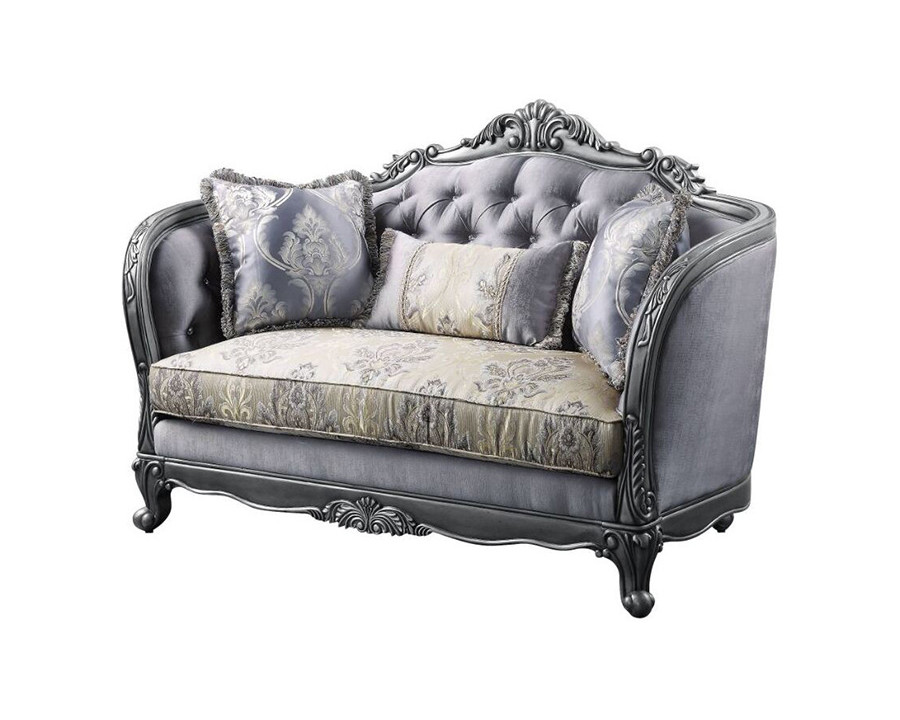 ACME - Ariadne Loveseat with 3 Pillows in Platinum