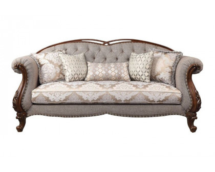 ACME - Miyeon Sofa with 5 Pillows in Cherry