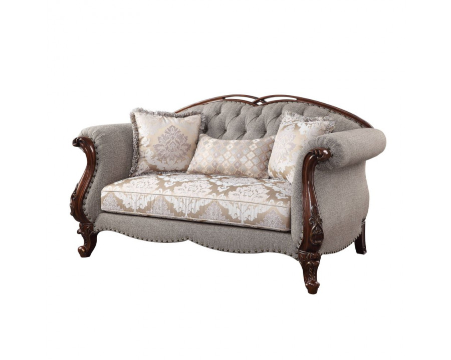 ACME - Miyeon Loveseat with 3 Pillows in Cherry