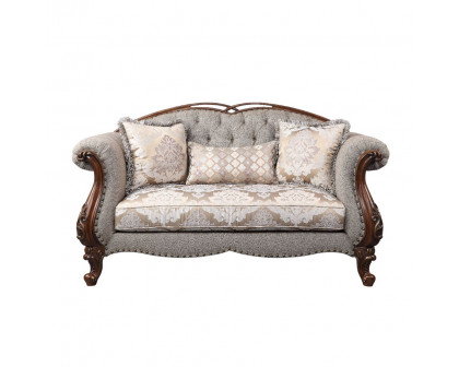 ACME - Miyeon Loveseat with 3 Pillows in Cherry