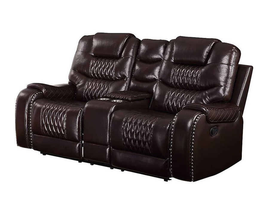 ACME Braylon Motion Loveseat with Console - Brown PU