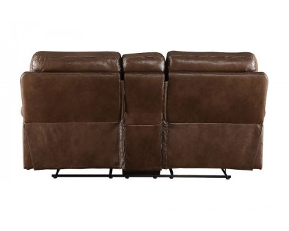 ACME Aashi Motion Loveseat with Console - Brown, Leather