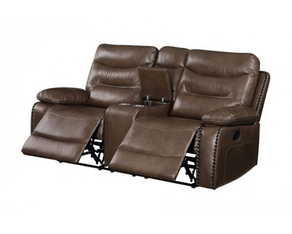 ACME Aashi Motion Loveseat with Console - Brown, Leather