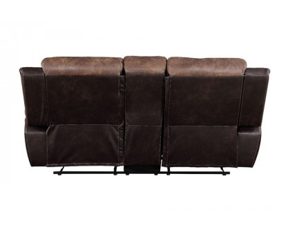 ACME - Jaylen Motion Loveseat with Console in Toffee/Espresso Polished Microfiber