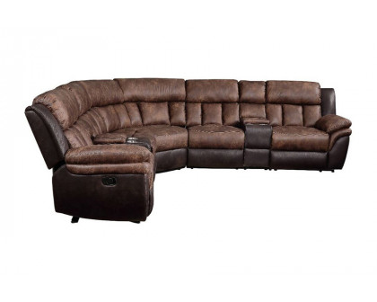 ACME - Jaylen Motion Sectional Sofa in Toffee/Espresso Polished Microfiber