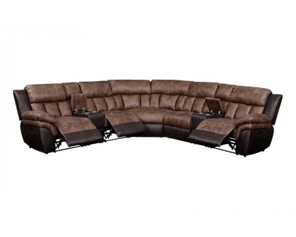 ACME - Jaylen Motion Sectional Sofa in Toffee/Espresso Polished Microfiber