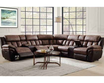 ACME - Jaylen Motion Sectional Sofa in Toffee/Espresso Polished Microfiber