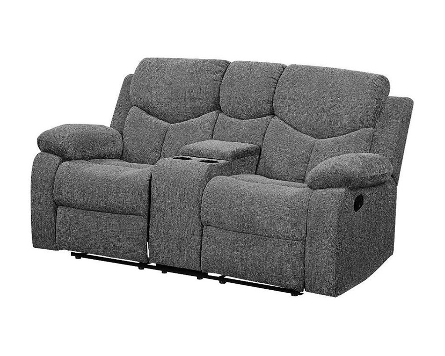 ACME - Kalen Motion Loveseat with Console in Gray Chenille