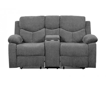 ACME - Kalen Motion Loveseat with Console in Gray Chenille