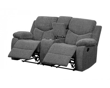 ACME - Kalen Motion Loveseat with Console in Gray Chenille