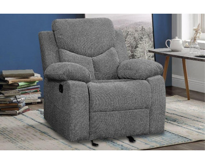 ACME - Kalen Motion Glider Recliner in Gray Chenille