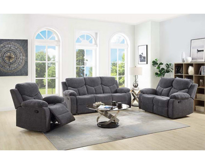 ACME - Kalen Motion Loveseat in Gray Chenille