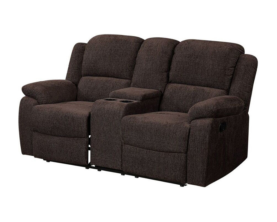 ACME - Madden Motion Loveseat with Console in Brown Chenille