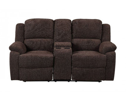 ACME - Madden Motion Loveseat with Console in Brown Chenille