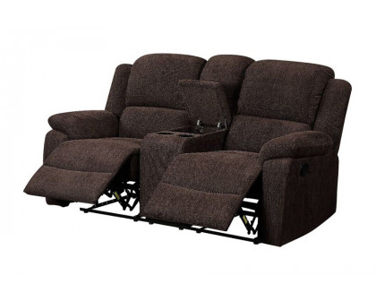 ACME - Madden Motion Loveseat with Console in Brown Chenille