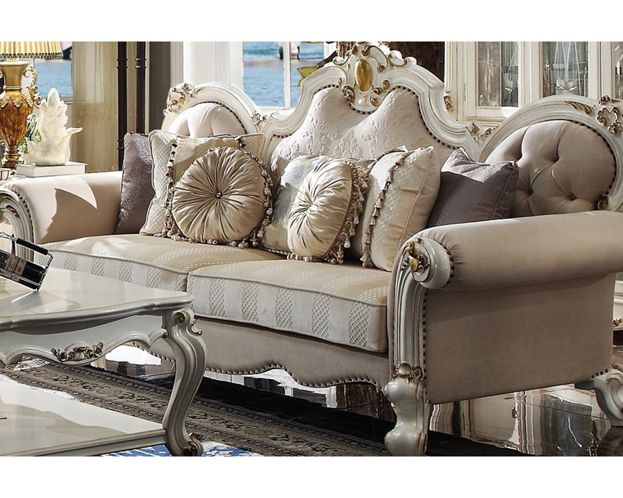 ACME - Picardy Sofa with 7 Pillows in Antique Pearl