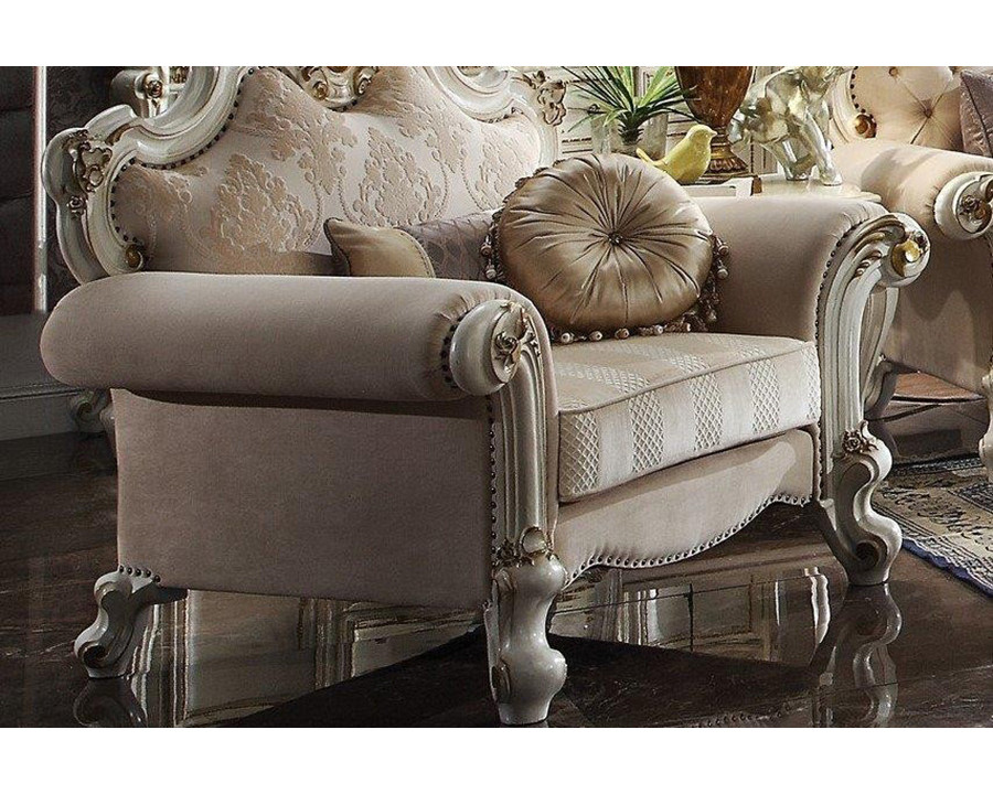 ACME - Picardy Chair with 2 Pillows in Antique Pearl