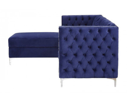 ACME Sullivan Sectional Sofa - Navy Blue Velvet