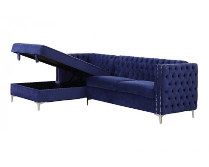 ACME Sullivan Sectional Sofa - Navy Blue Velvet